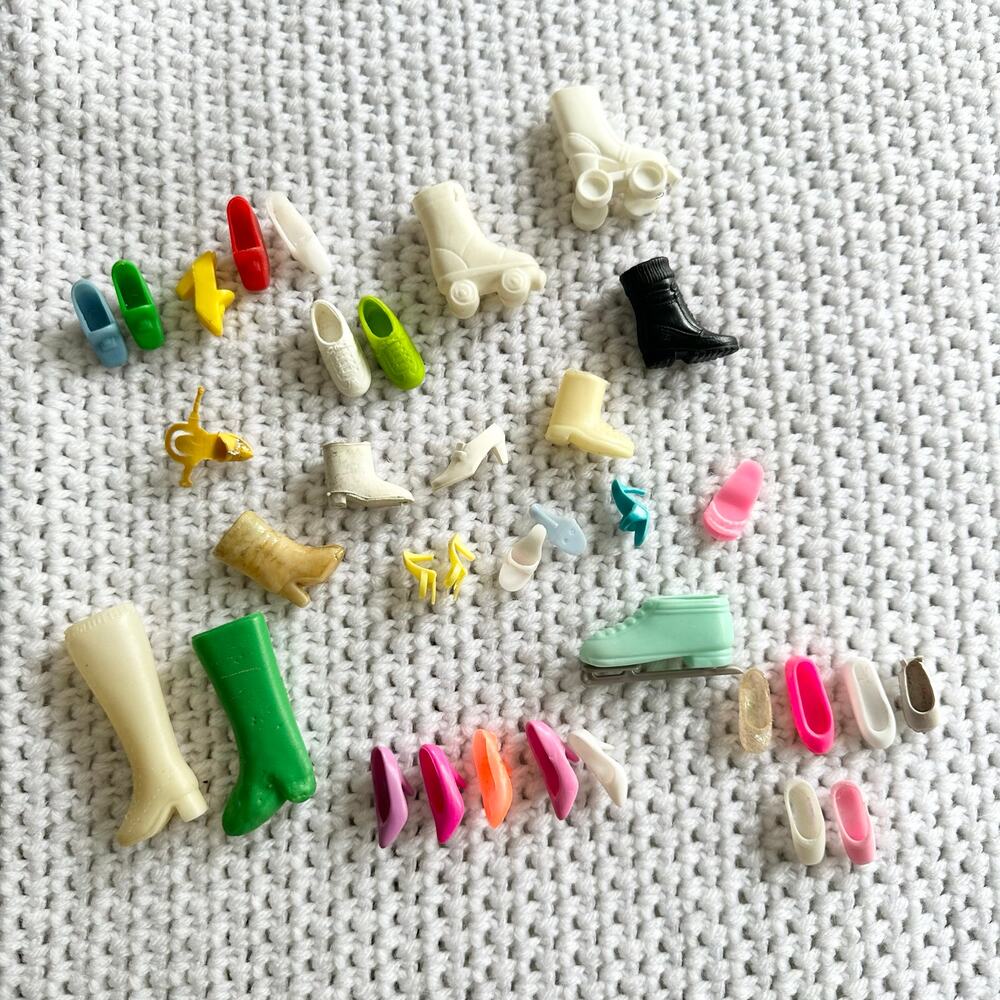 Bundle Barbie Lot Set of 35 Single Vintage Doll Shoes Sold As Is Replacements